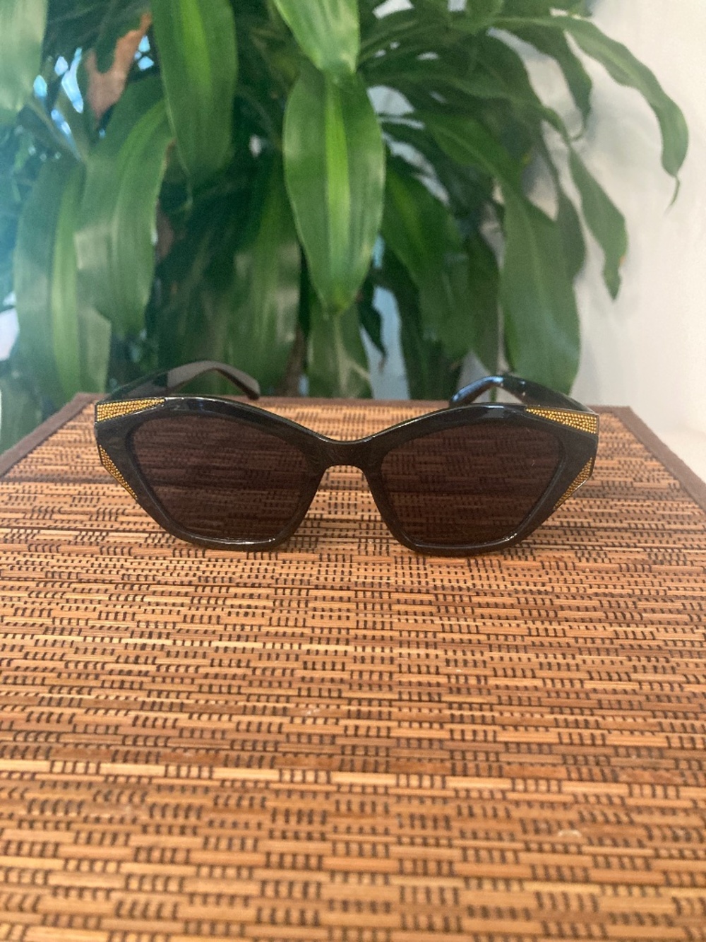 Retro Black and Copper Rhinestone Sunglasses